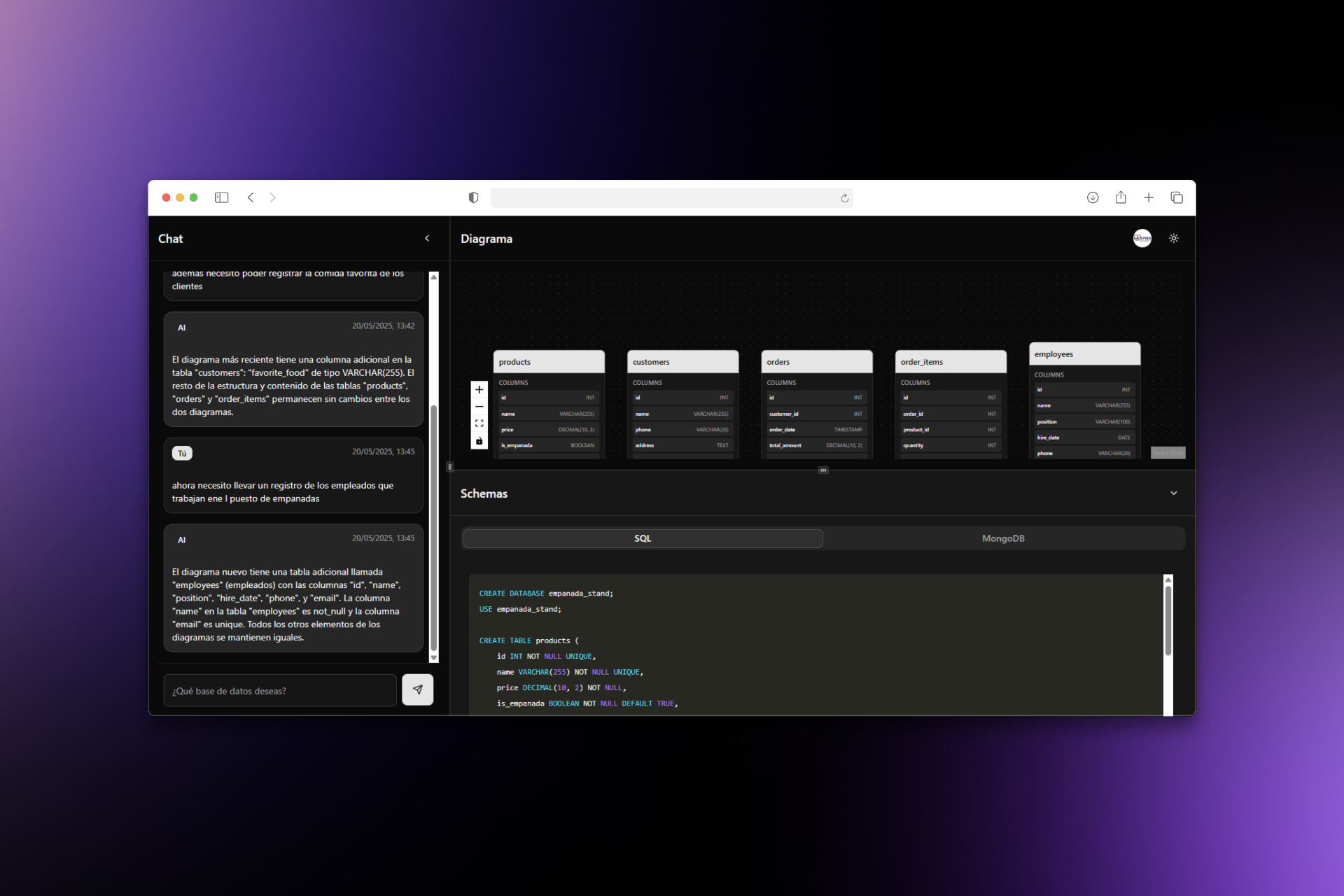Captura de pantalla del proyecto schema.desktop